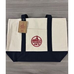 Trader Joe's Canvas Tote Bag Unisex OS Navy Blue NWT Viral Eco Friendly Shopper